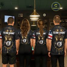 Load image into Gallery viewer, Billiard Skull 8 Ball Crown US Flag Polo &amp; 1/4 Zip Pool Team Shirt For Women Custom Billiard Jersey TDM6353