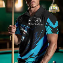 Load image into Gallery viewer, Personalized Blue 8 Ball Pool Billiard Shark Polo &amp; 1/4 Zip For Men, Billiard Team Pool Jerseys TDM4013