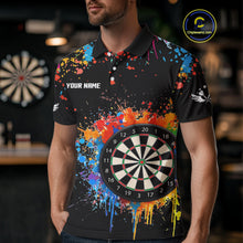 Load image into Gallery viewer, Funny Dartboard Colorful Paint Splash Custom Dart Shirts For Men, Darts Team Jerseys |Black TDM4016