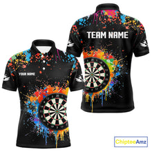 Load image into Gallery viewer, Funny Dartboard Colorful Paint Splash Custom Dart Shirts For Men, Darts Team Jerseys |Black TDM4016