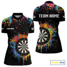 Load image into Gallery viewer, Funny Dartboard Colorful Paint Splash Custom Dart Shirts For Women, Darts Team Jerseys |Black TDM4016