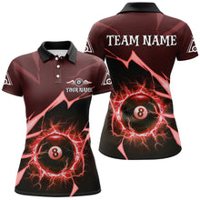 Load image into Gallery viewer, Red 8 Ball Pool Thunder Lightning Strike Custom Women Billiard Shirts, Billiard League Team Jerseys TDM2763