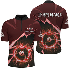 Load image into Gallery viewer, Red 8 Ball Pool Thunder Lightning Strike Custom Men Billiard Shirts, Billiard League Team Jerseys TDM2763