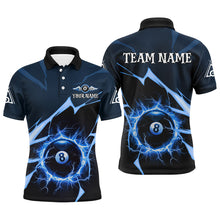 Load image into Gallery viewer, Blue 8 Ball Pool Thunder Lightning Strike Custom Men Billiard Shirts, Billiard League Team Jerseys TDM2764