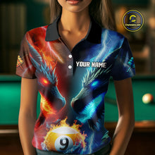 Load image into Gallery viewer, Blue And Orange Custom Dragon 9 Ball Pool Billiard Shirt For Women, Billiard Jersey Polo &amp; 1/4 Zip TDM5232