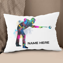 Load image into Gallery viewer, Funny Colorful Billiard Player Throw Pillow Custom Name Unique Billiards Pillows TDM0928