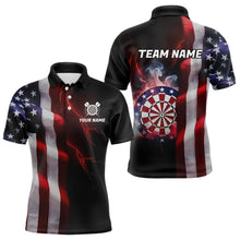 Load image into Gallery viewer, Personalized Lightning American Flag Dartboard Smoke Dart Shirts For Men Team Patriotic Dart Jersey TDM3745