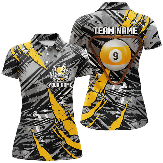 Personalized Grunge 9 Ball Pool Billiard Shirts For Women Custom Billiard 9 Ball Jersey Shirts TDM1633