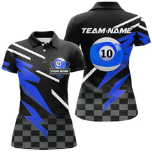 Load image into Gallery viewer, Personalized 10 Ball Pool Tournament Billiards Shirts For Women, 10 Ball Billiard Blue Team Jerseys TDM1838