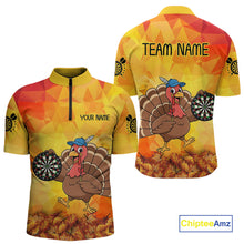 Load image into Gallery viewer, Funny Turkey Autumn Darts Shirt For Men Custom Thanksgiving Shirt For Dart Lover, Darts Jersey TDM4804