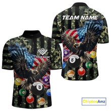 Load image into Gallery viewer, Green Camo American Flag Eagle 8 Ball Billiard Shirt For Men Custom Patriotic Pool Team Jerseys TDM4810