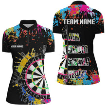 Load image into Gallery viewer, Funny Dartboards Colorful Paint Aim Shoot Swear Repeat Custom Women Darts Shirt, Dart Jerseys |Black TDM2778