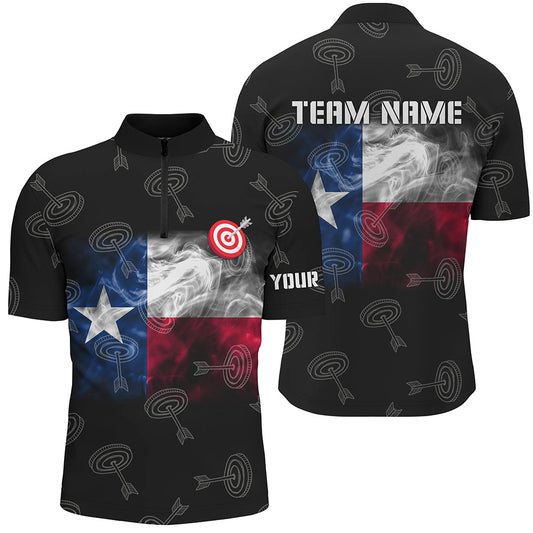 Personalized Texas Flag Smoke Archery Men Quarter-Zip Shirts, Texas Archery Sport Shirts TDM0939