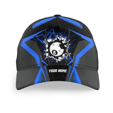 Load image into Gallery viewer, Personalized Funny 8 Ball Pool Blue Billiards Caps, Custom Billiards Hats Gifts For Pool Player TDM1262
