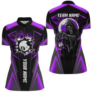 Purple Billiard Grim Reaper Women Quarter-Zip Shirts Customized Team League Billiard Jerseys TDM1263