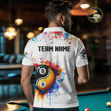 Load image into Gallery viewer, Funny Yin Yang 8 Ball &amp; 9 Ball Colorful Splash Custom Men's Billiard Shirts, Pool Jerseys|White TDM4018