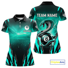 Load image into Gallery viewer, Customized Thunder Lightning Cobra Snake Women Billiard Shirt, 8 Ball Billiard Team Jersey|Turquoise TDM4020