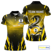 Load image into Gallery viewer, Personalized 9 Ball Thunder Lightning Cobra Snake Women Billiard Shirts, 9 Ball Pool Team Jerseys TDM4022