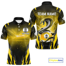 Load image into Gallery viewer, Personalized 9 Ball Thunder Lightning Cobra Snake Men Billiard Shirts, 9 Ball Pool Team Jerseys TDM4022
