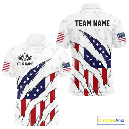 US Flag Patriotic Dart Shirt With Pocket Option For Men Custom Darts Jersey TDM4024