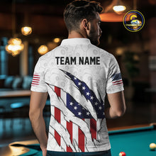 Load image into Gallery viewer, Personalized American Flag Billiard Shirts For Men, Patriotic 8 Ball Pool Team Jersey | White TDM4026