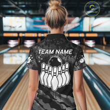 Load image into Gallery viewer, Personalized Grunge Camo Bowling Jersey For Women, Bowling League Team Shirts Polo &amp; 1/4 Zip TDM6542