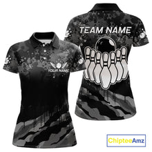 Load image into Gallery viewer, Personalized Grunge Camo Bowling Jersey For Women, Bowling League Team Shirts Polo &amp; 1/4 Zip TDM6542