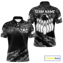 Load image into Gallery viewer, Personalized Grunge Camo Bowling Jersey For Men, Bowling League Team Shirts Polo &amp; 1/4 Zip TDM6542