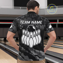 Load image into Gallery viewer, Personalized Grunge Camo Bowling Jersey For Men, Bowling League Team Shirts Polo &amp; 1/4 Zip TDM6542