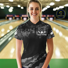 Load image into Gallery viewer, Personalized Grunge Camo Bowling Jersey For Women, Bowling League Team Shirts Polo &amp; 1/4 Zip TDM6542