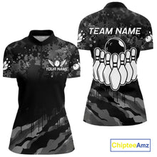 Load image into Gallery viewer, Personalized Grunge Camo Bowling Jersey For Women, Bowling League Team Shirts Polo &amp; 1/4 Zip TDM6542
