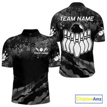 Load image into Gallery viewer, Personalized Grunge Camo Bowling Jersey For Men, Bowling League Team Shirts Polo &amp; 1/4 Zip TDM6542