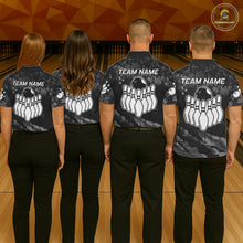 Load image into Gallery viewer, Personalized Grunge Camo Bowling Jersey For Men, Bowling League Team Shirts Polo &amp; 1/4 Zip TDM6542