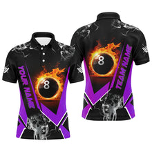 Load image into Gallery viewer, Purple Billiard Jersey Flame 8 Ball Pool Custom Billiard Shirts For Men Team League Billiard Uniform TDM1847