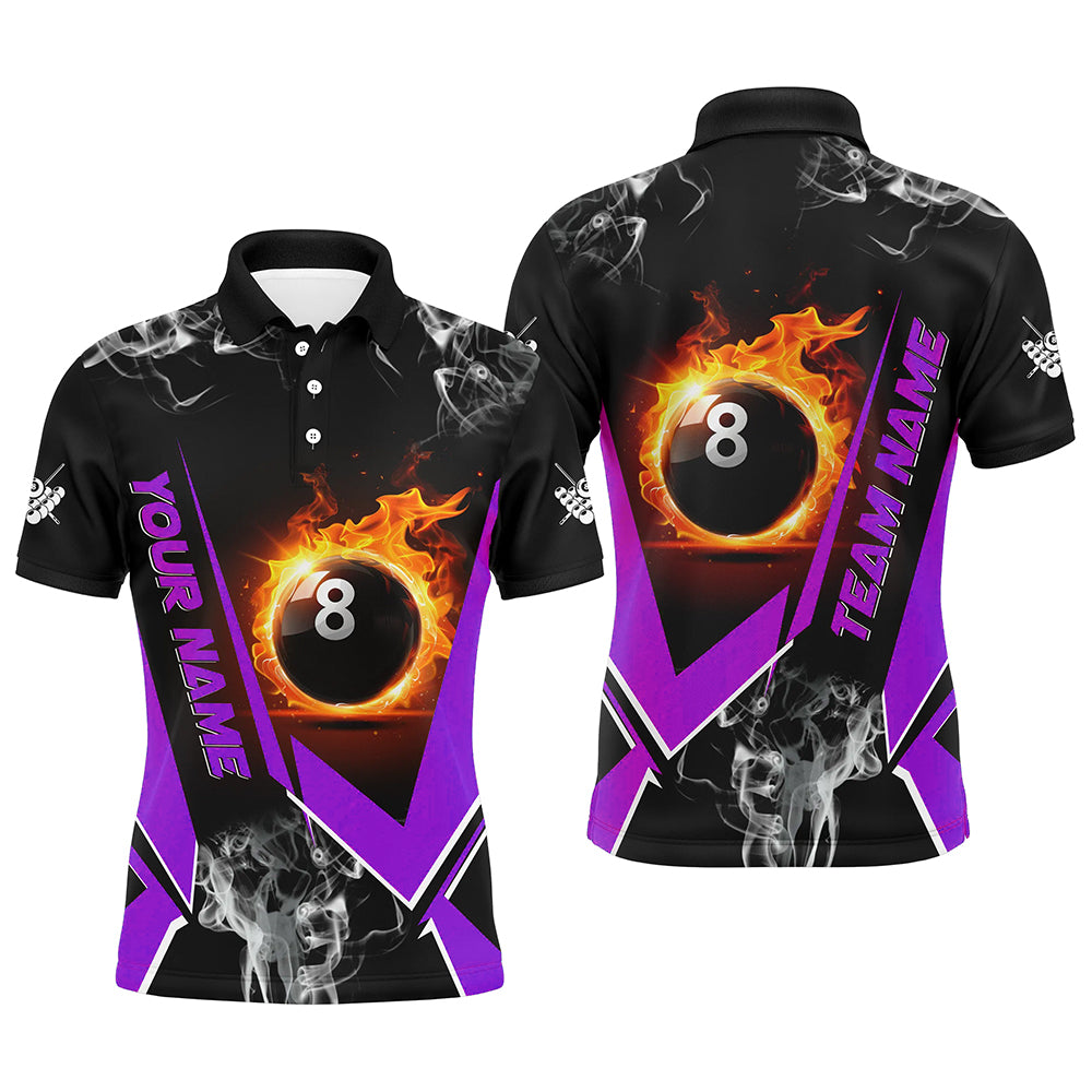 Purple Billiard Jersey Flame 8 Ball Pool Custom Billiard Shirts For Men Team League Billiard Uniform TDM1847