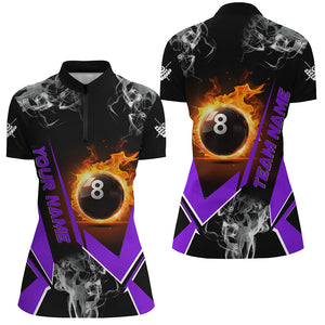 Purple Billiard Jersey Flame 8 Ball Pool Custom Billiard Shirts For Women Team League Billiard Uniform TDM1847