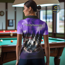 Load image into Gallery viewer, Purple American Flag Thunder Lightning 8 Ball Billiard Shirt For Women Custom Pool Team Jersey TDM4611