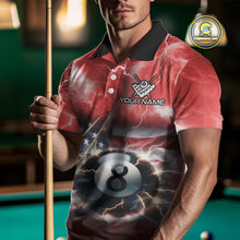 Load image into Gallery viewer, Red American Flag Thunder Lightning 8 Ball Pool Billiard Shirt For Men Custom Billiard Team Jersey TDM4612