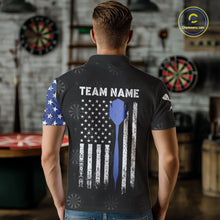 Load image into Gallery viewer, Personalized Grunge American Flag Dart Polo &amp; Quarter Zip For Men Custom Patriotic Darts Jerseys TDM4618