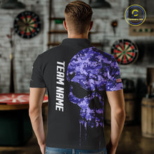 Load image into Gallery viewer, Purple Camouflage Skull Darts Shirt For Men Custom Patriotic US Flag Darts Jersey Polo &amp; 1/4 Zip TDM5250