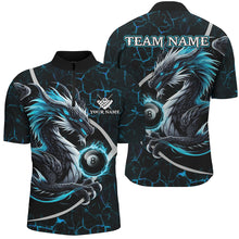 Load image into Gallery viewer, Personalized Blue Glowing Fire Crack Pattern Dragon Billiard Shirts For Men, Team Billiard Jerseys TDM3251