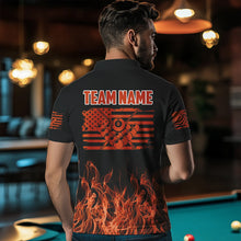 Load image into Gallery viewer, 3D Orange Flaming American Flag Men Billiard Shirt Custom Patriotic Pool Player Billiard Jersey TDM3453