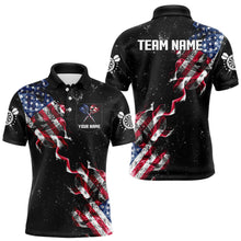 Load image into Gallery viewer, Custom US Flag Smoke Men's Darts Shirt With Pocket, Patriotic Darts Jersey TDM3455