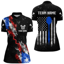 Load image into Gallery viewer, Smoke Puerto Rico US Flag Custom Darts Shirt For Women, Patriotic Darts Jersey Team Polo &amp; 1/4 Zip TDM3456