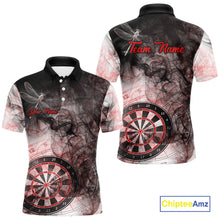 Load image into Gallery viewer, Red Black Smoke Dart Shirt With Pocket Option For Men Custom Dart Jerseys TDM5763