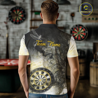 Yellow Black Smoke Dart Shirt With Pocket Option For Men Custom Dart Jerseys TDM5764
