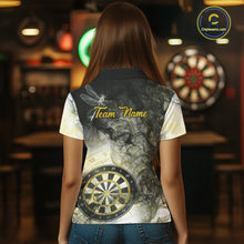 Load image into Gallery viewer, Yellow Black Smoke Dart Shirt With Pocket Option For Women Custom Dart Jerseys TDM5764