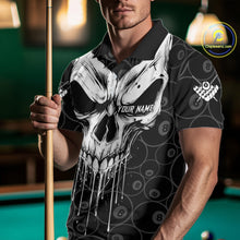 Load image into Gallery viewer, Personalized Skull 8 Ball Billiard Shirt For Men Custom Pool Team Jersey Polo &amp; 1/4 Zip |White TDM6362
