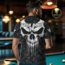 Load image into Gallery viewer, Personalized Skull 8 Ball Billiard Shirt For Men Custom Pool Team Jersey Polo &amp; 1/4 Zip |White TDM6362