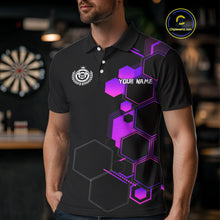 Load image into Gallery viewer, Red Hexagons Halftone &amp; Dartboard 3D Men's Darts Shirt - Custom Name For Players NYN0560